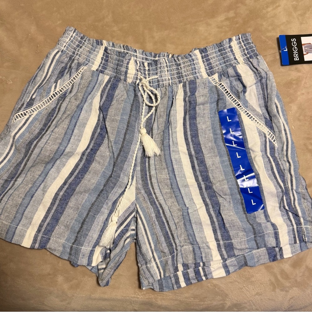 Briggs New York Women's Blue Striped Shorts